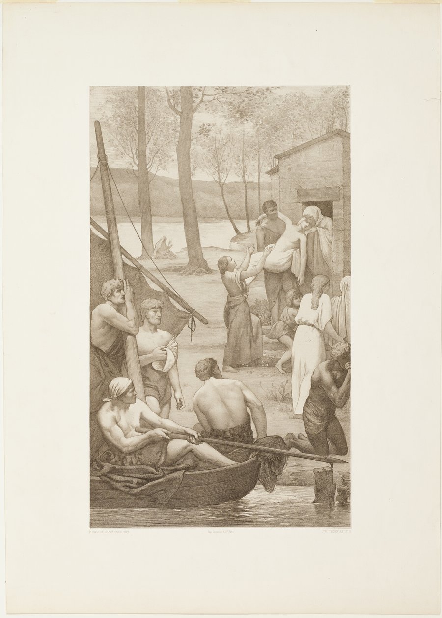 Pastoraal leven van Sainte Geneviève (linkerpaneel) door Georges William Thornley