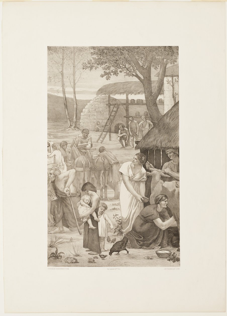 Pastoraal leven van Sainte Geneviève (rechterpaneel) door Georges William Thornley
