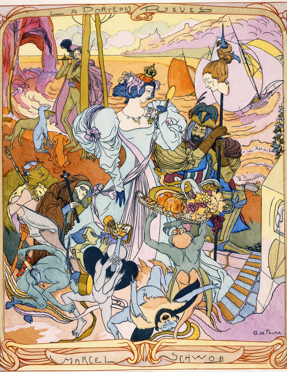 Centraal paneel van een drieluik illustratie uit het boek 