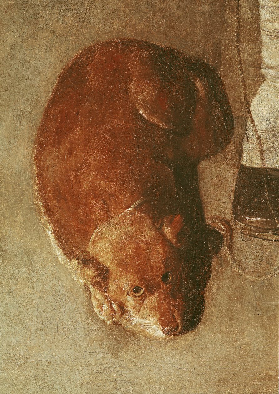 De draailierspeler met zijn hond (detail) door Georges de La Tour
