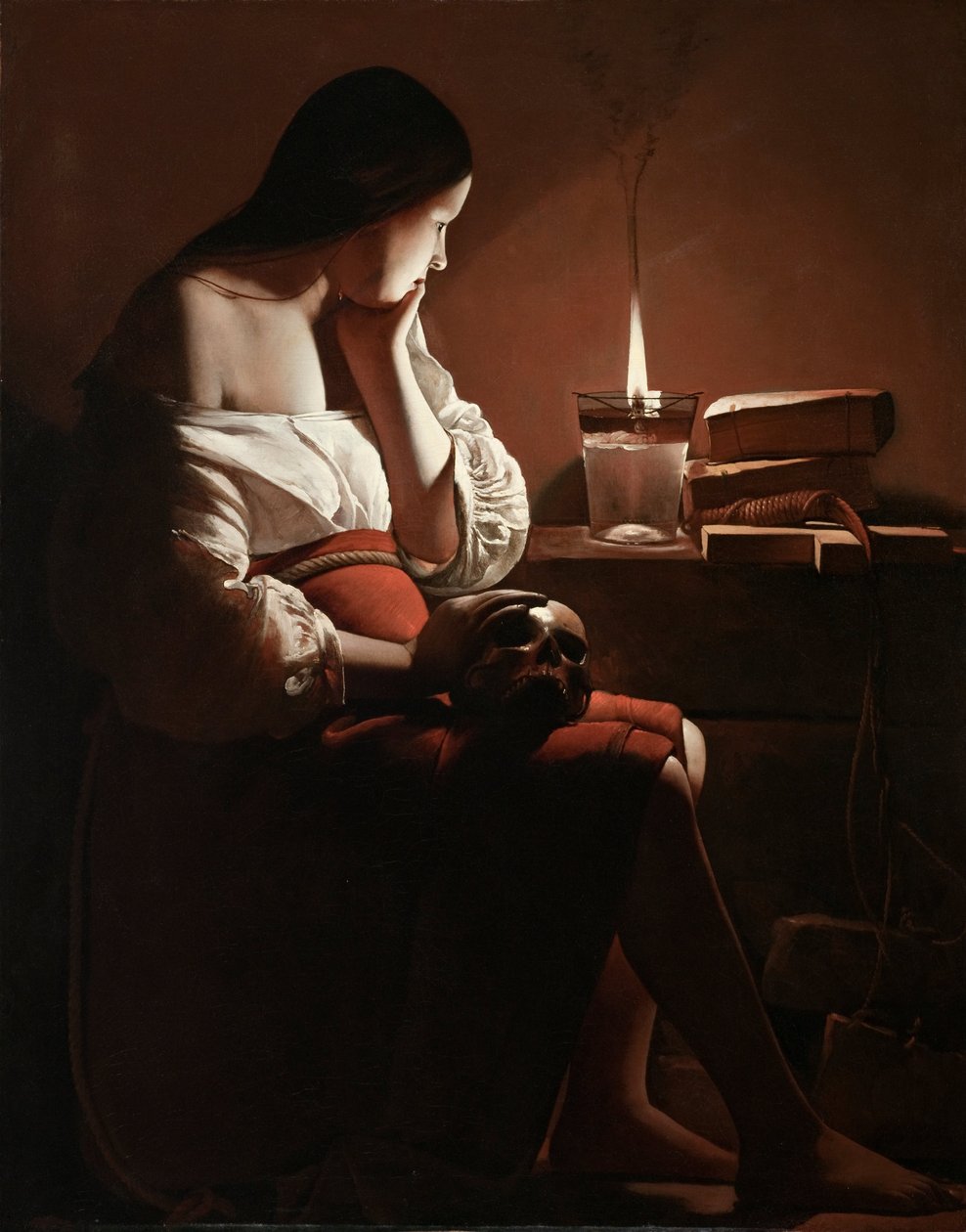De Magdalena met de Rokende Vlam door Georges de La Tour