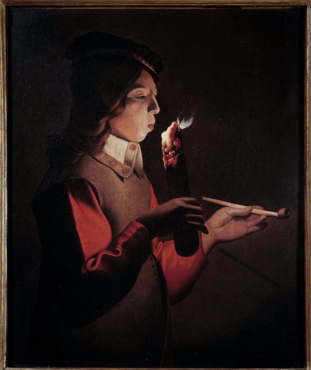 De jonge roker Schilderij door Georges de La Tour (1593-1652) door Georges de La Tour