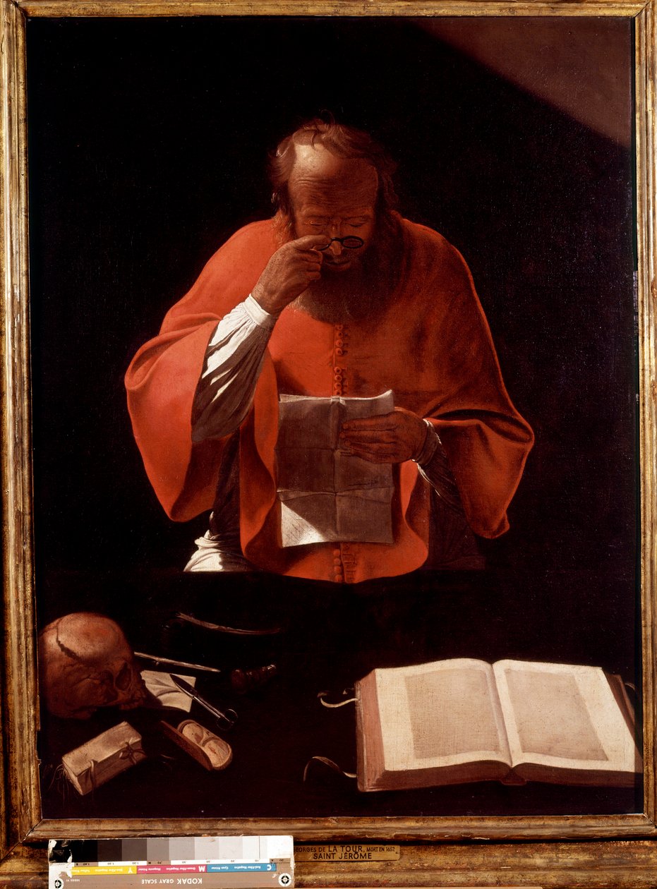 Afbeelding van Sint Hiëronymus lezend, schilderij door Georges de La Tour door Georges de La Tour