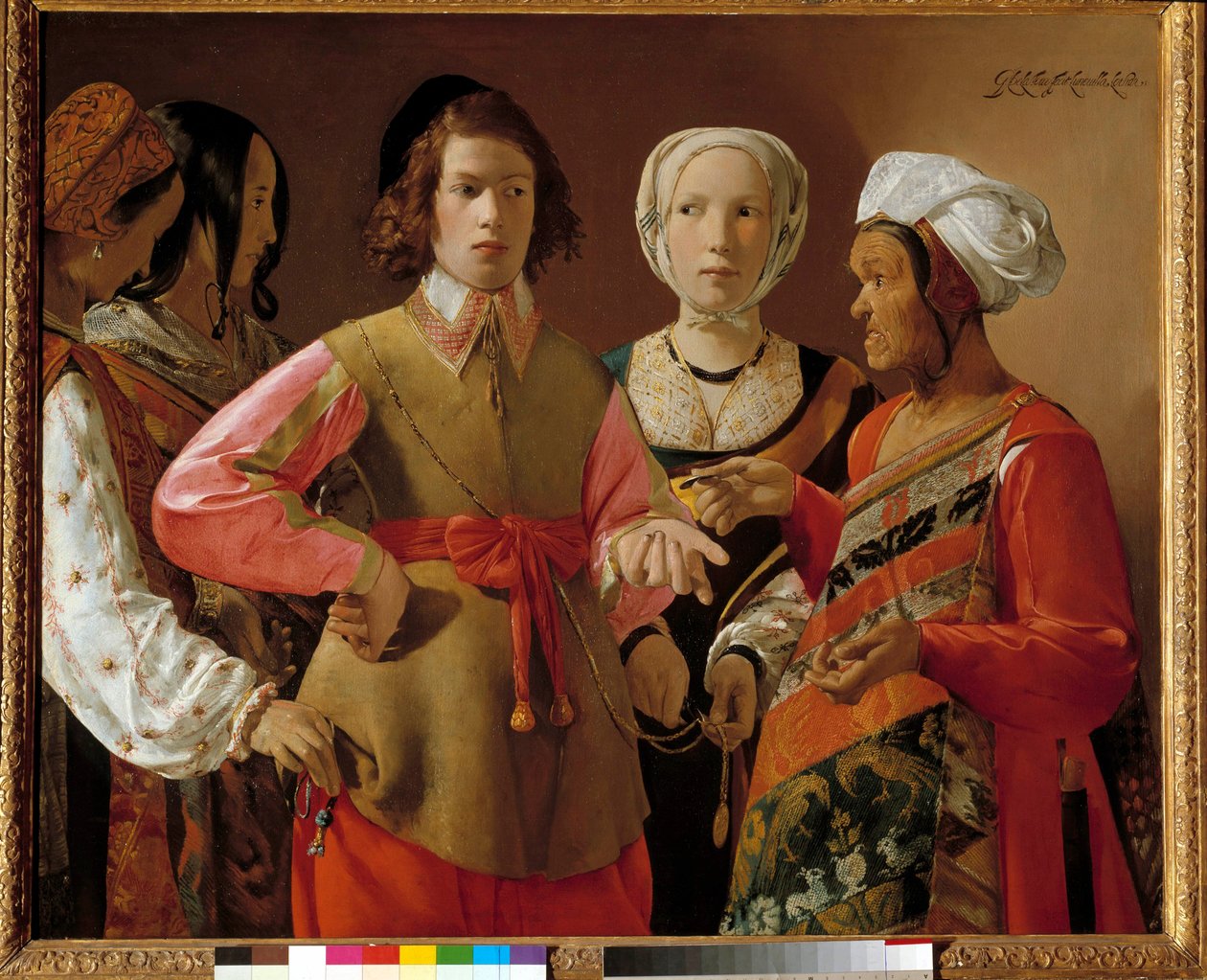 De waarzegster Schilderij door Georges de La Tour (1593-1652) circa 1630, Zon. 1,01x1,23 m New York. Metropolitan Museum door Georges de La Tour