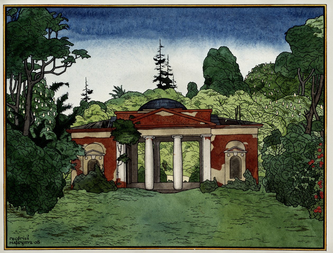 Een paviljoen in het Tsaritsino Park door Georgy Narbut