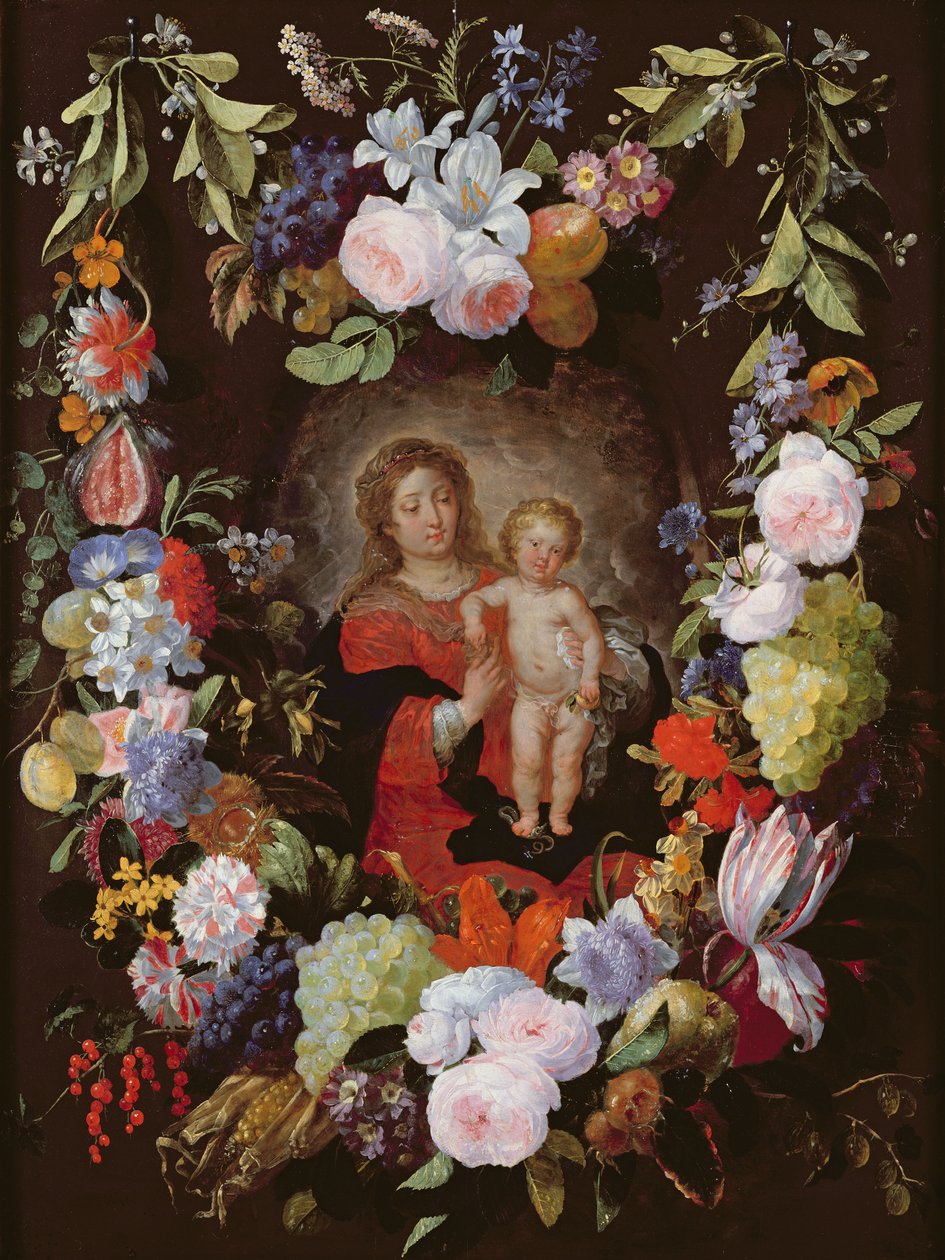 De Maagd en Kind met een Bloemenslinger door Gerard Seghers