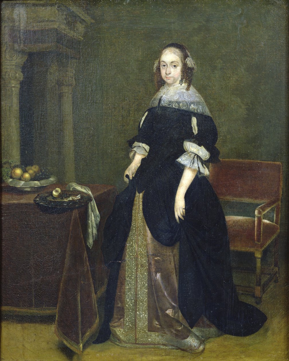 Portret van een vrouw door Gerard ter Borch