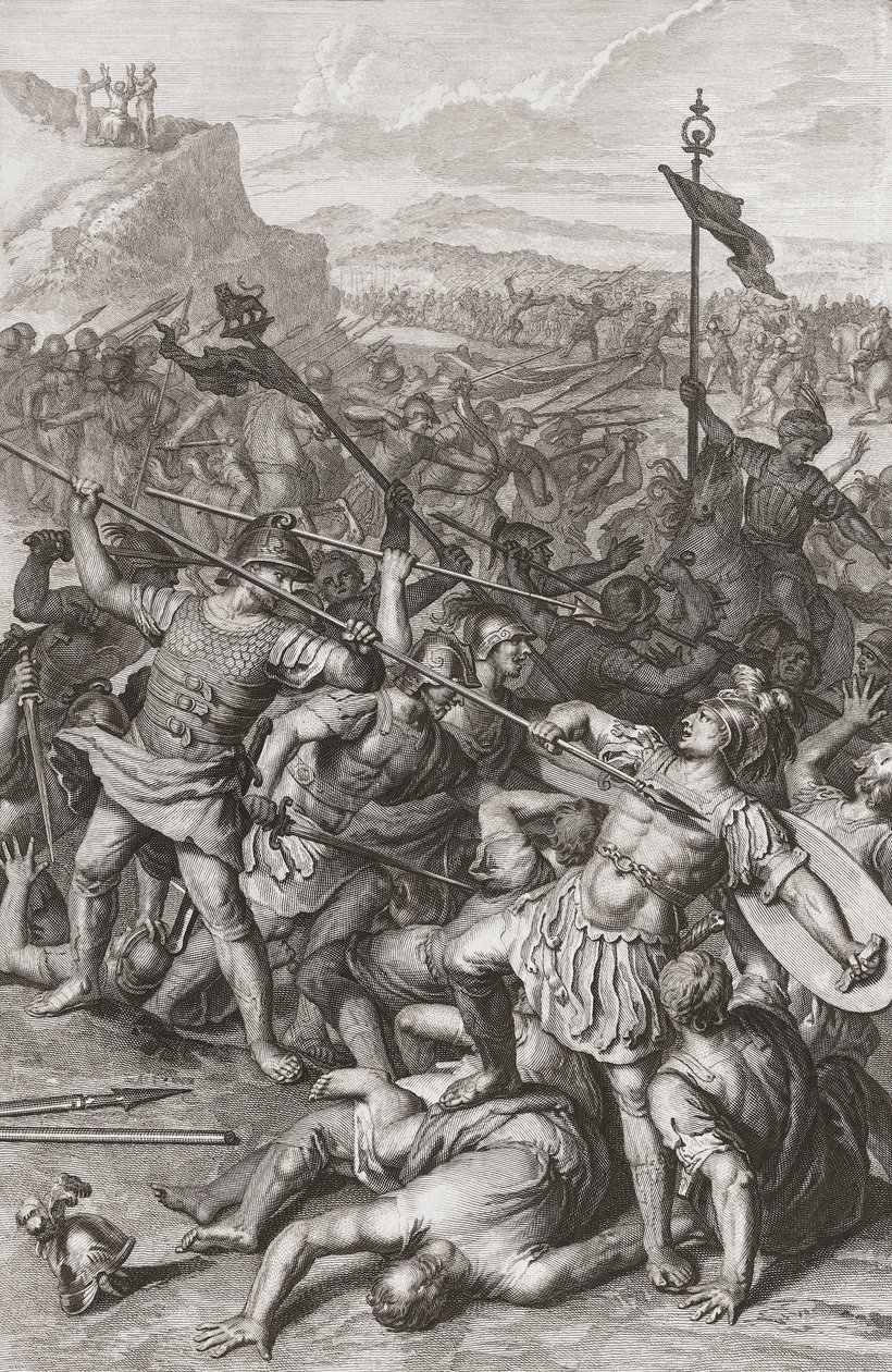 De slag van Israël tegen de Amalekieten door Gerard (after) Hoet