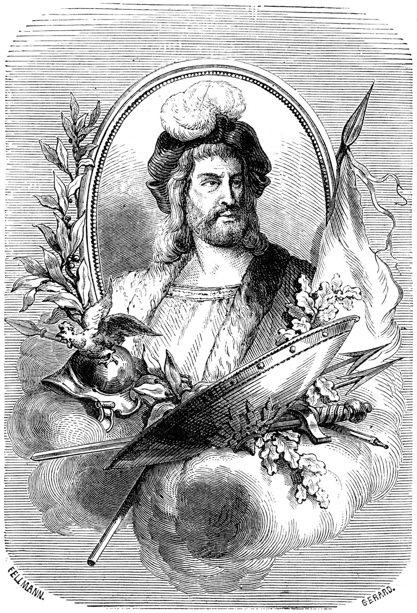 Pierre Terrail de Bayard, Franse soldaat van de 16e eeuw, 1882-1884 door Gerard
