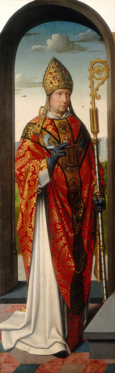 Het altaarstuk van Sint Anna: Sint Nicolaas [linkerpaneel], ca.1500-1520 (olieverf op paneel) door Gerard David