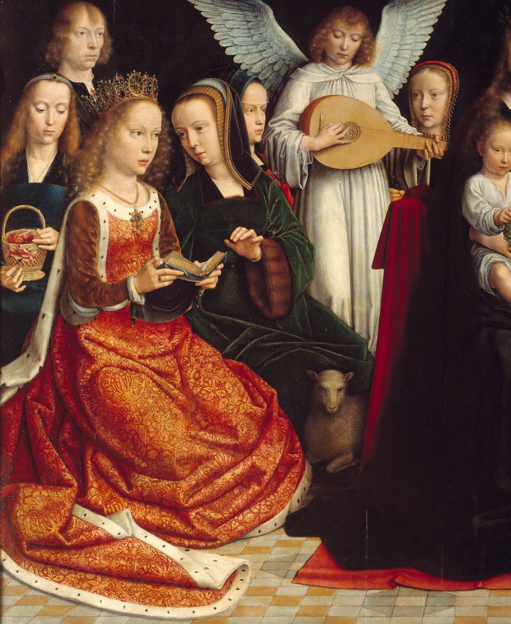 De Maagd tussen de heiligen (detail) door Gerard David