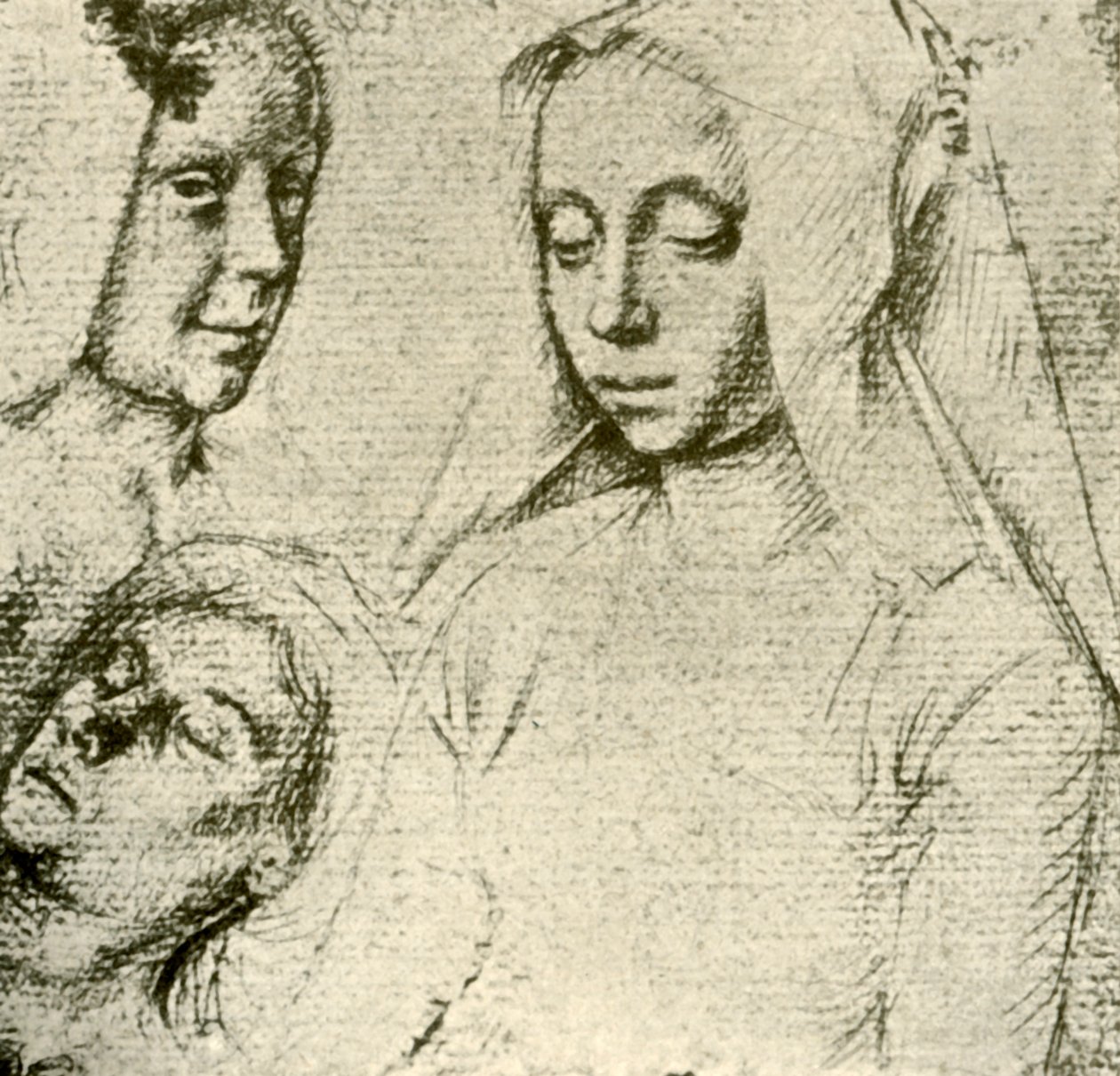 Drie vrouwelijke hoofden, eind 15e-begin 16e eeuw, 1908 door Gerard David