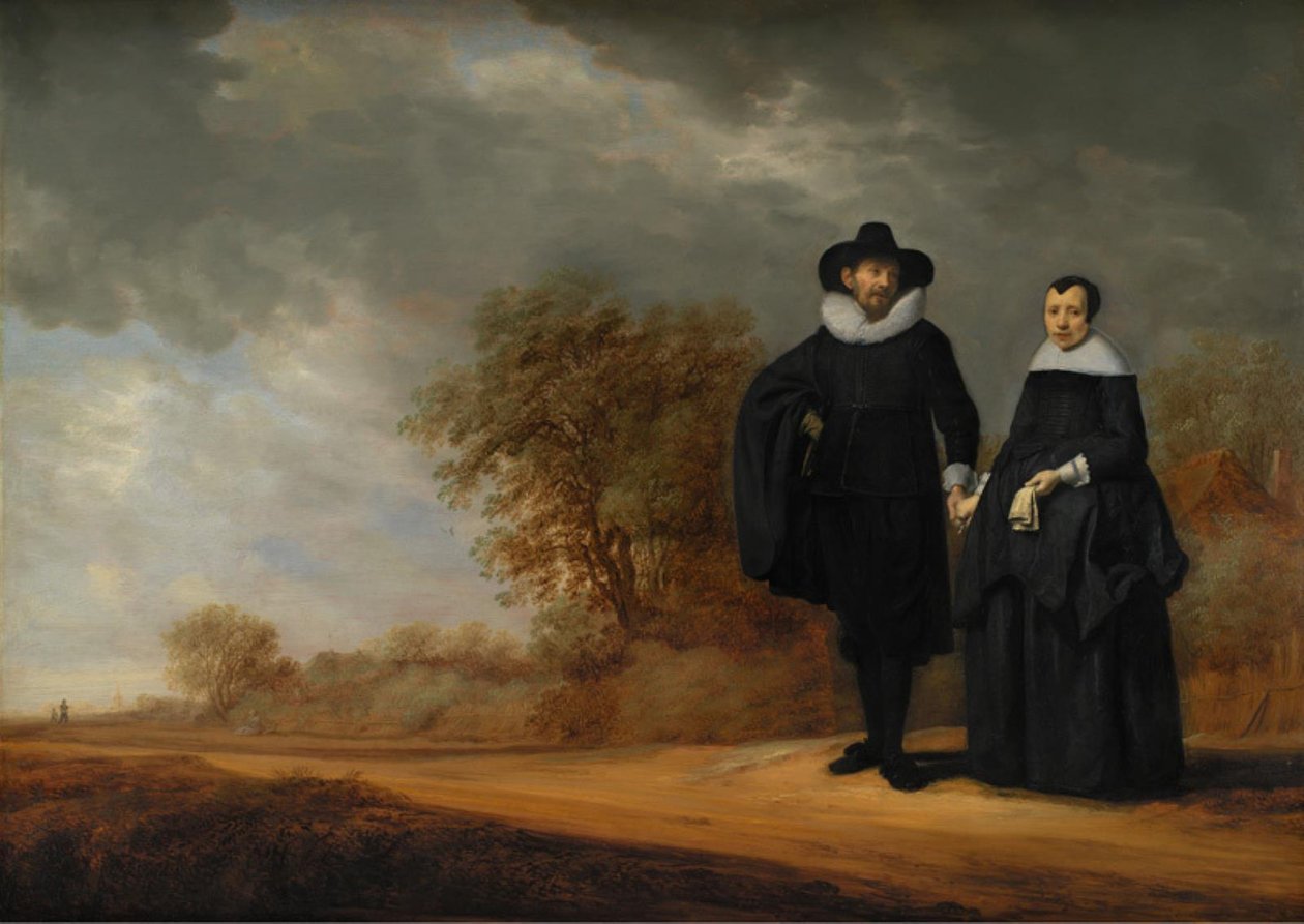 Burgemeester Cornelis Damasz. van der Gracht en zijn vrouw, Jopken Jacobs, in een landschap door Gerard Donck