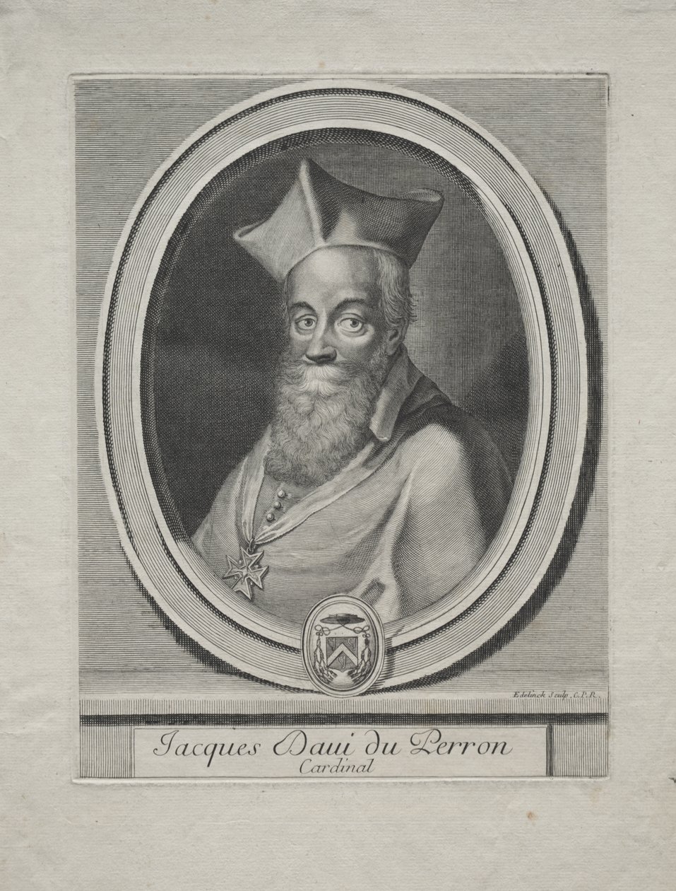 Kardinaal Jaques Davey Duperron door Gérard Edelinck