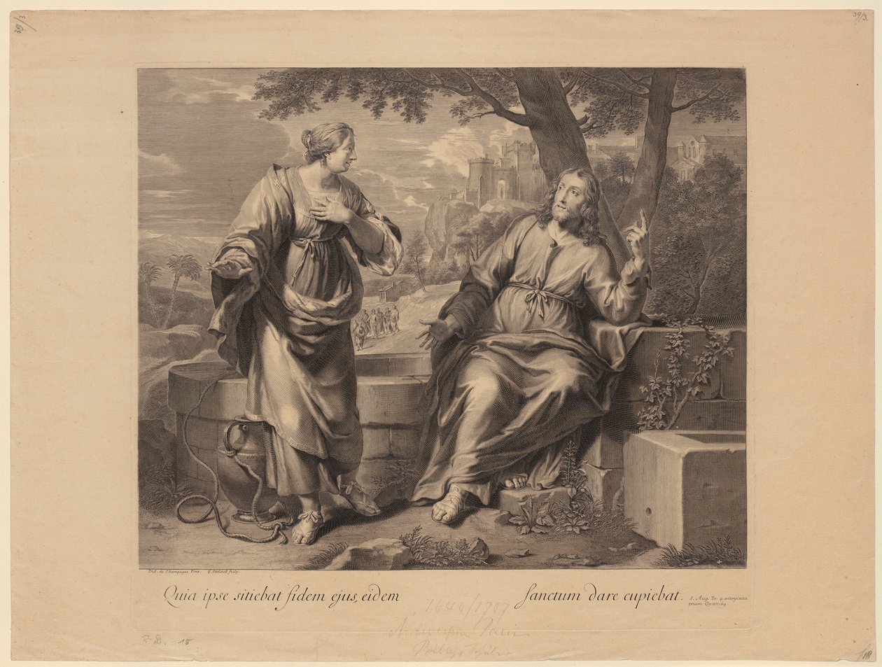 Christus en de Samaritaanse vrouw bij de bron door Gérard Edelinck