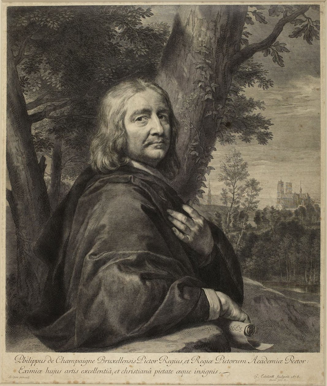 Philippe de Champaigne (Robert-Dumesnil VII, 239, nr. 164, staat I) door Gérard Edelinck