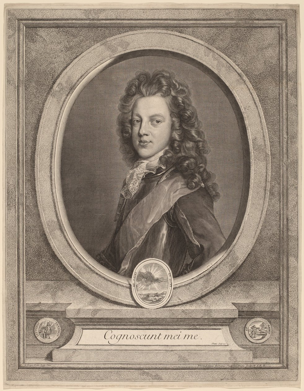 James III, Prins van Wales door Gerard Edelinck after François de Troy