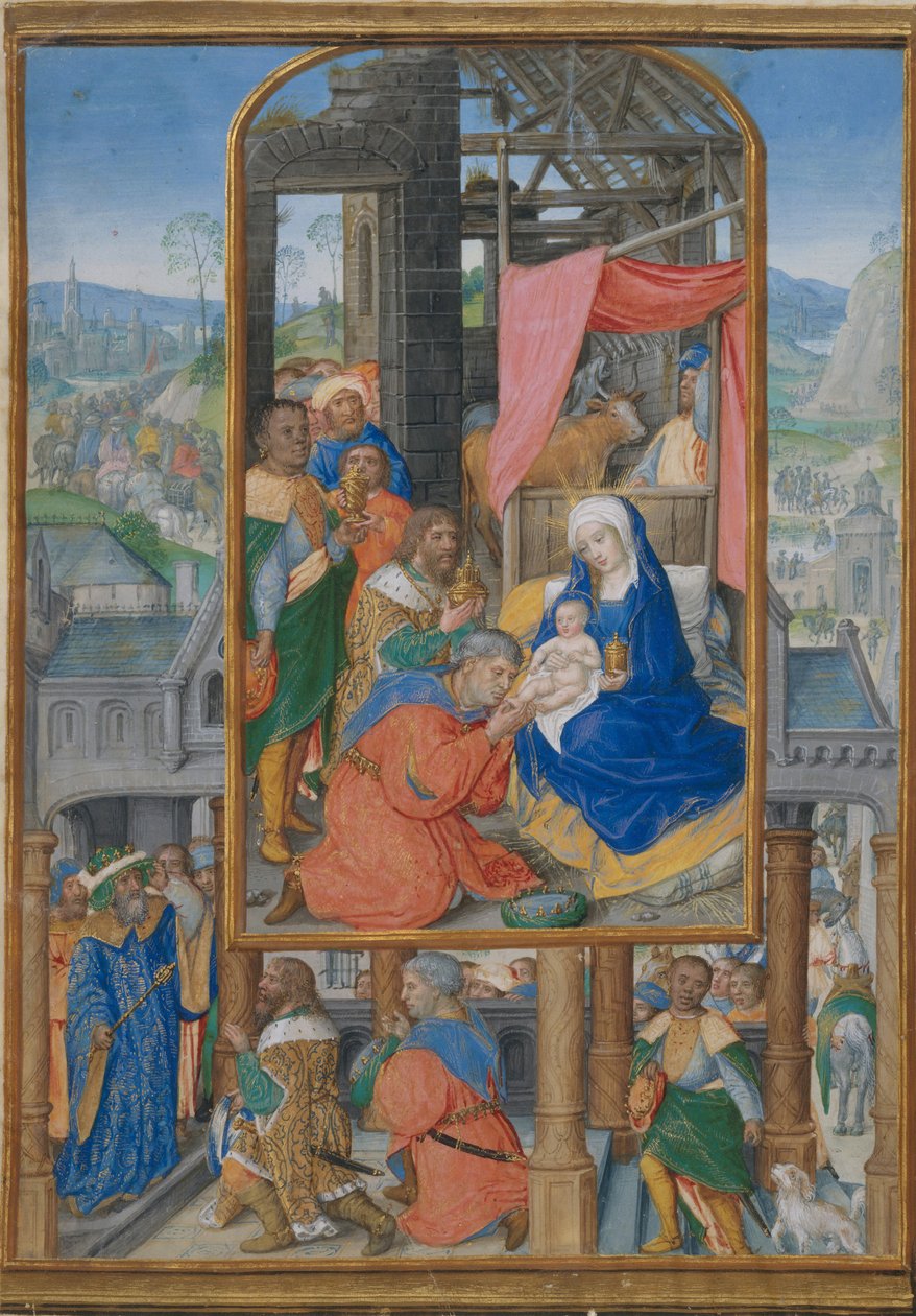 Manuscriptverlichting met aanbidding van de wijzen, ca. 1515-25 door Gerard Horenbout