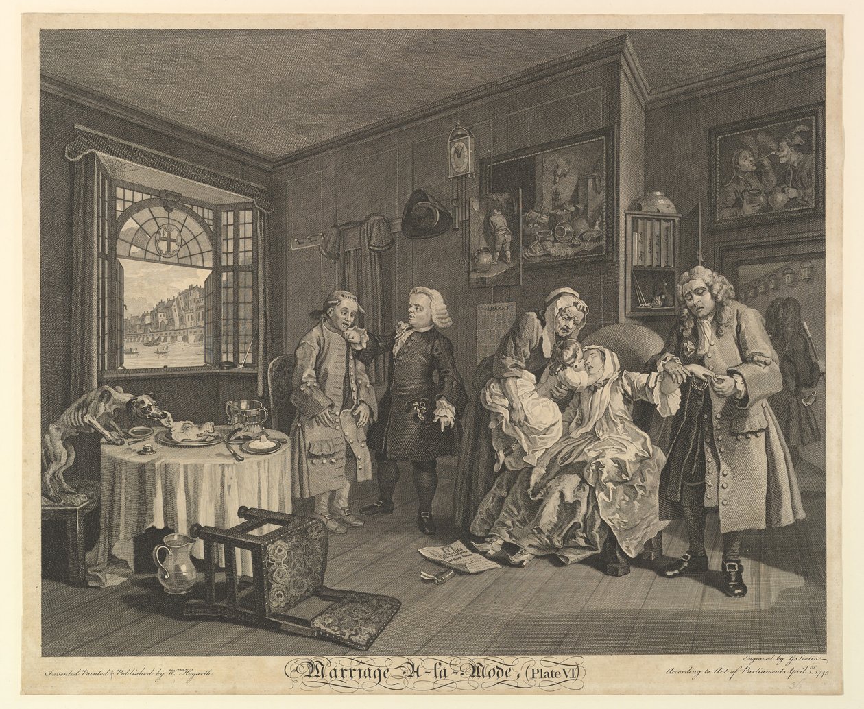 Marriage A-la-Mode, Plaat VI door Gerard Jean Baptiste Scotin