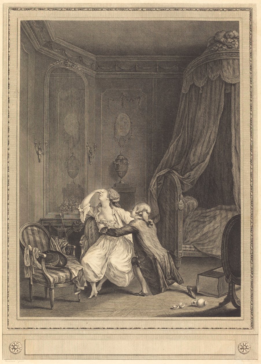 De late berouw door Gerard Rene Le Vilain after Nicolas Lavreince