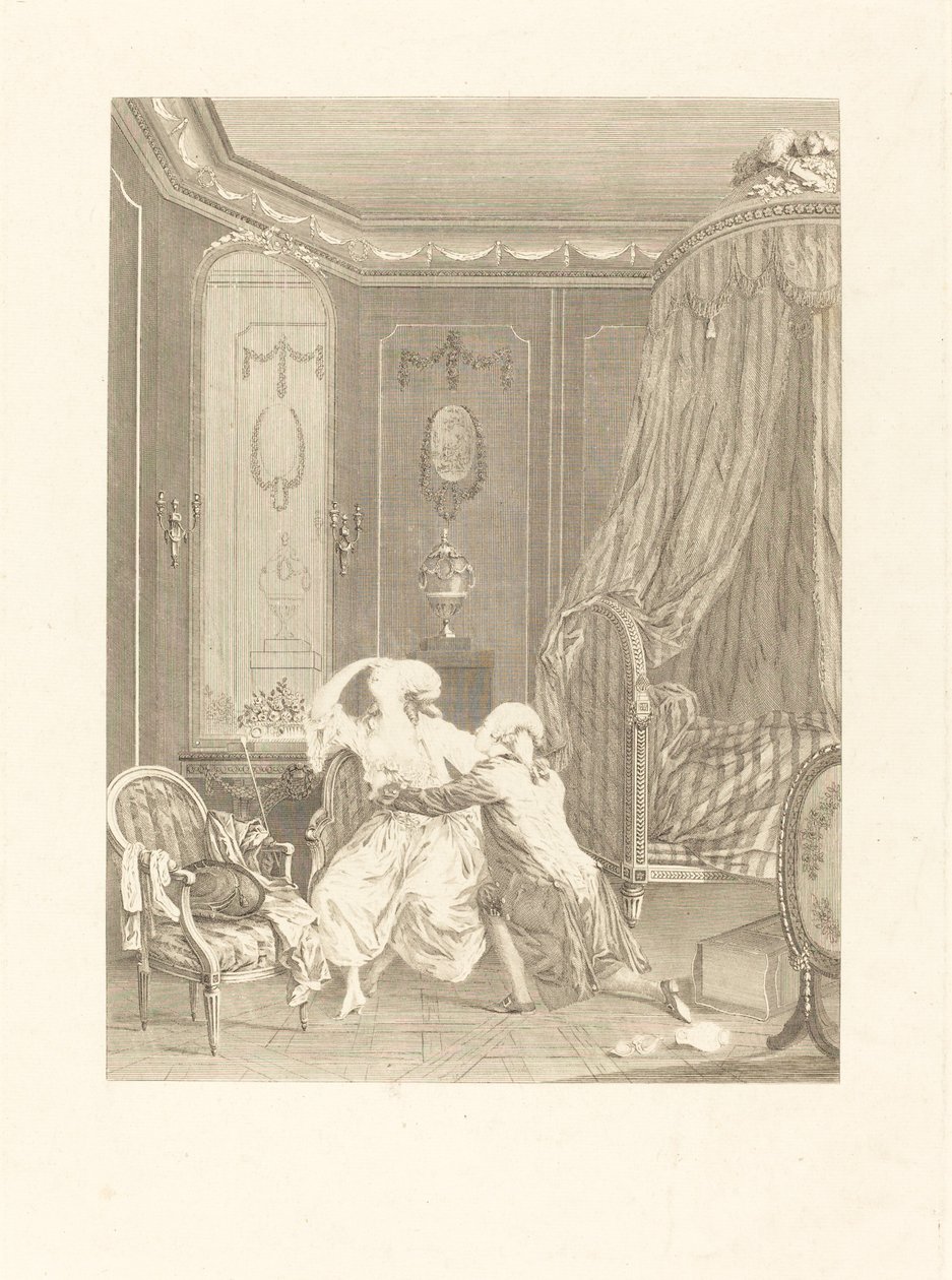 De late berouw door Gerard Rene Le Vilain after Nicolas Lavreince