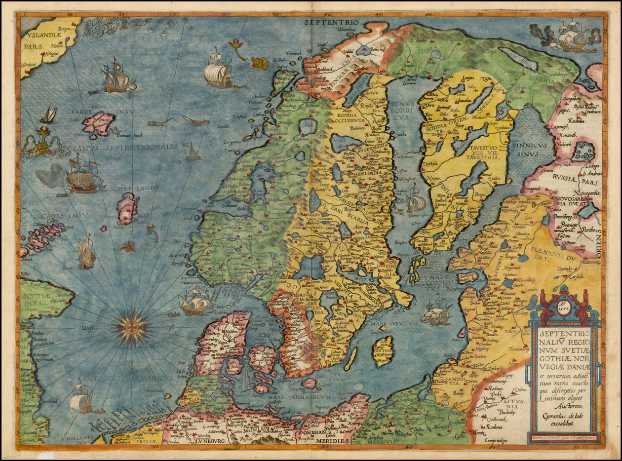 1593 kaart van Noord-Europa door Gerard de Jode door Gerard de Jode