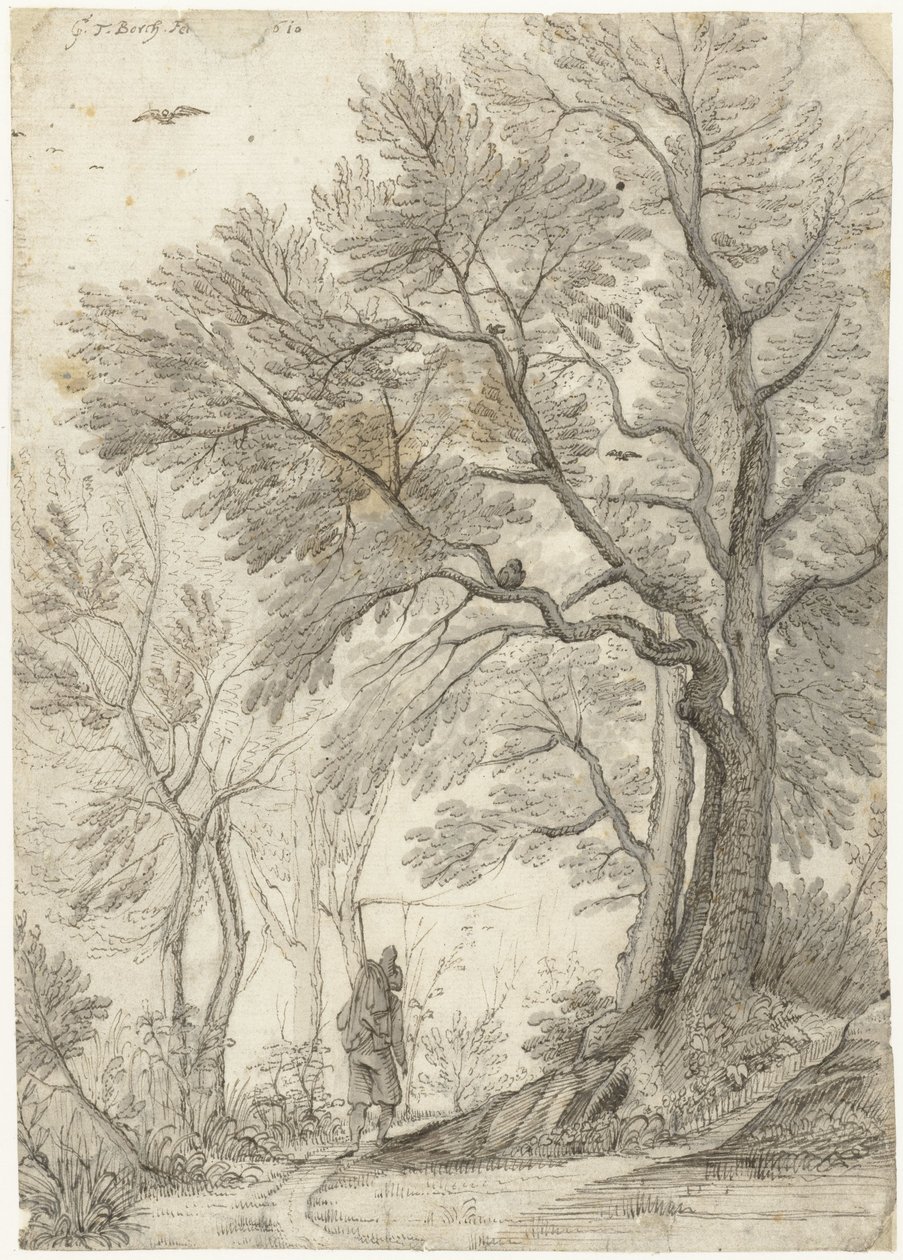 Bos van de Villa Madama buiten Rome door Gerard ter Borch