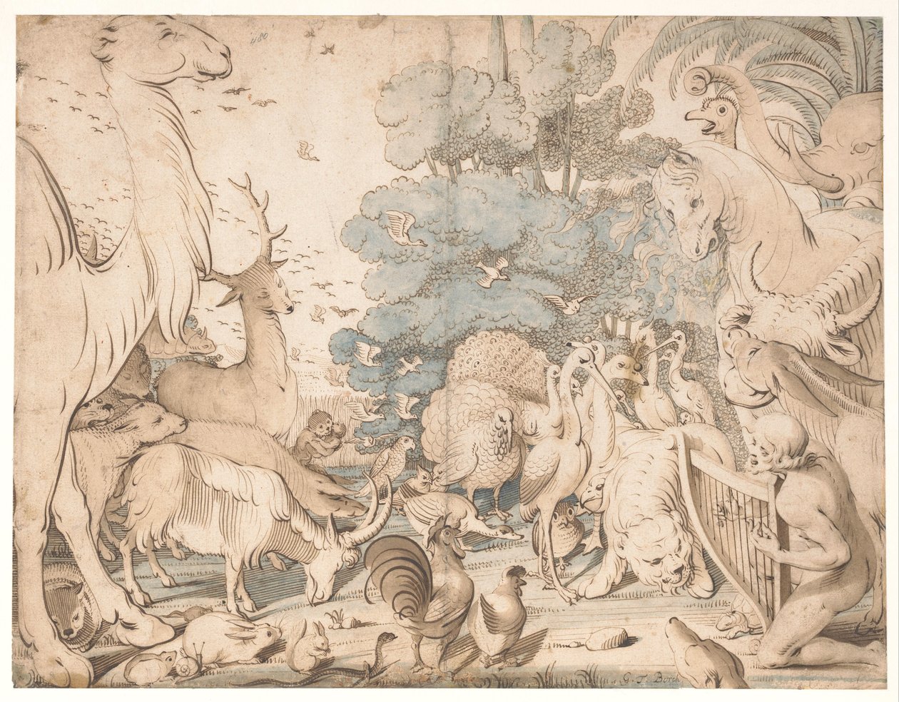 Orpheus betovert de dieren met zijn spel door Gerard ter Borch