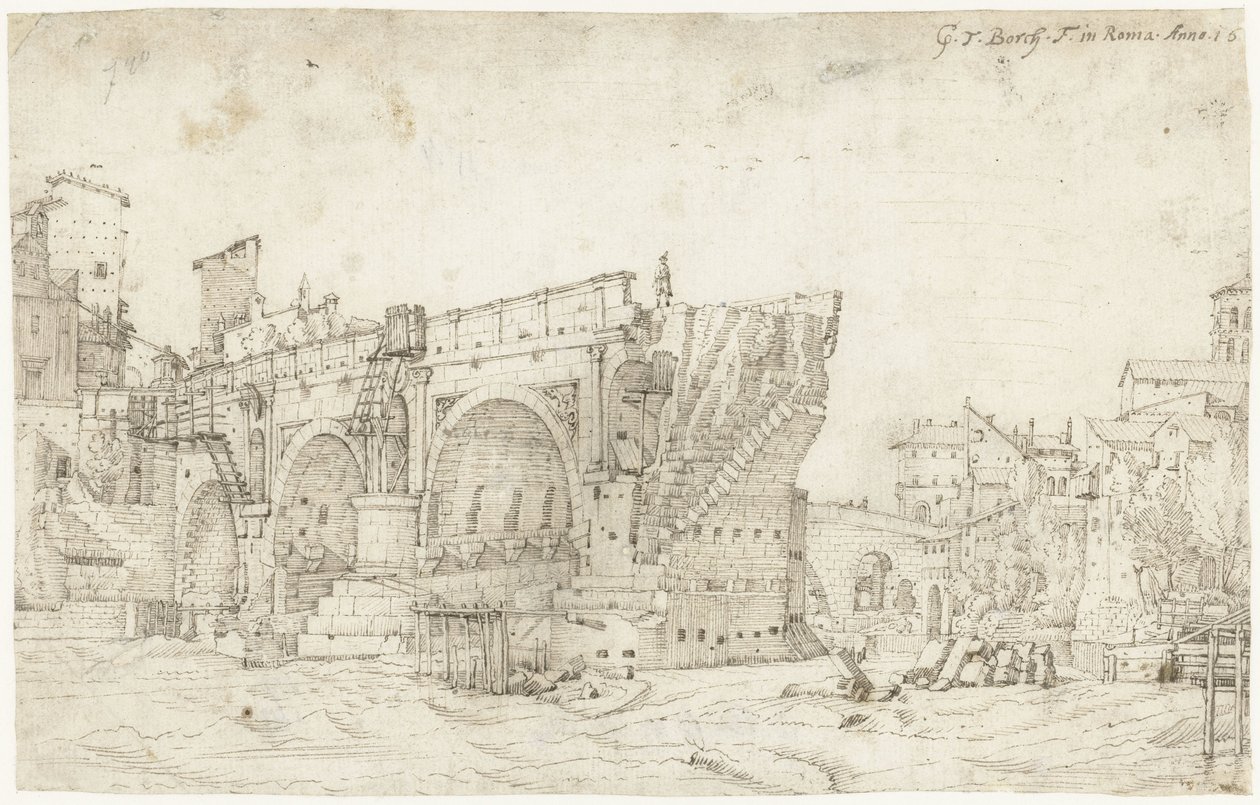 Ponte Rotto over de Tiber, Rome door Gerard ter Borch