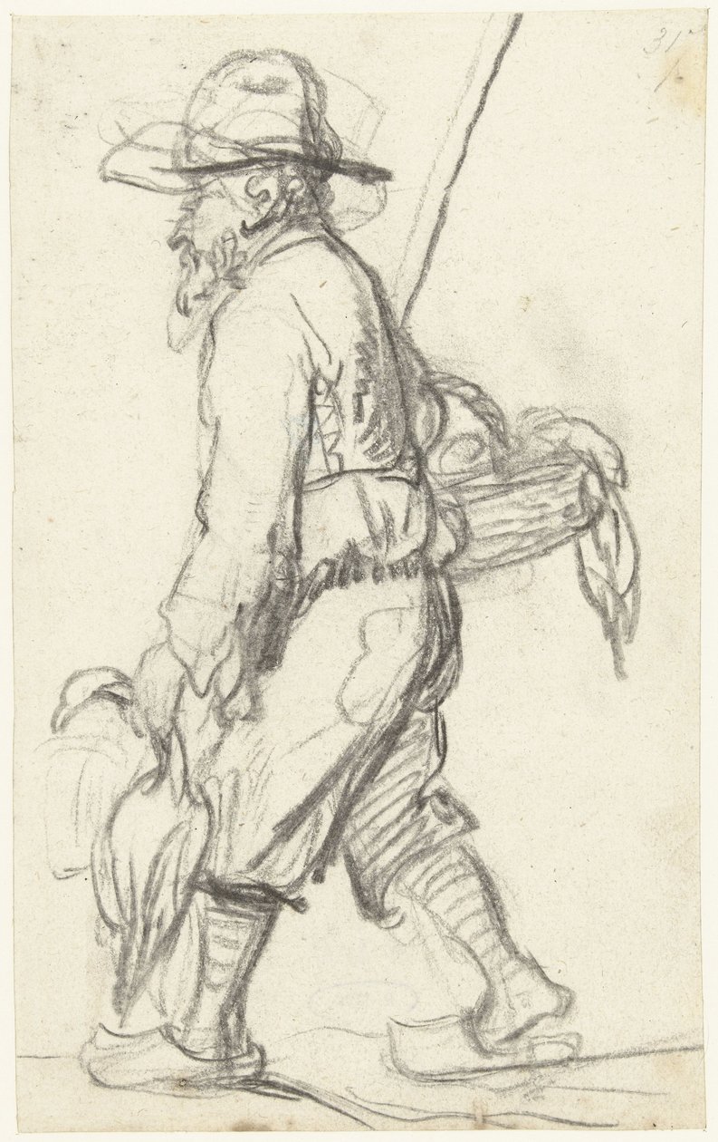 Jager met een mand met eenden door Gerard ter Borch (II) (possibly)