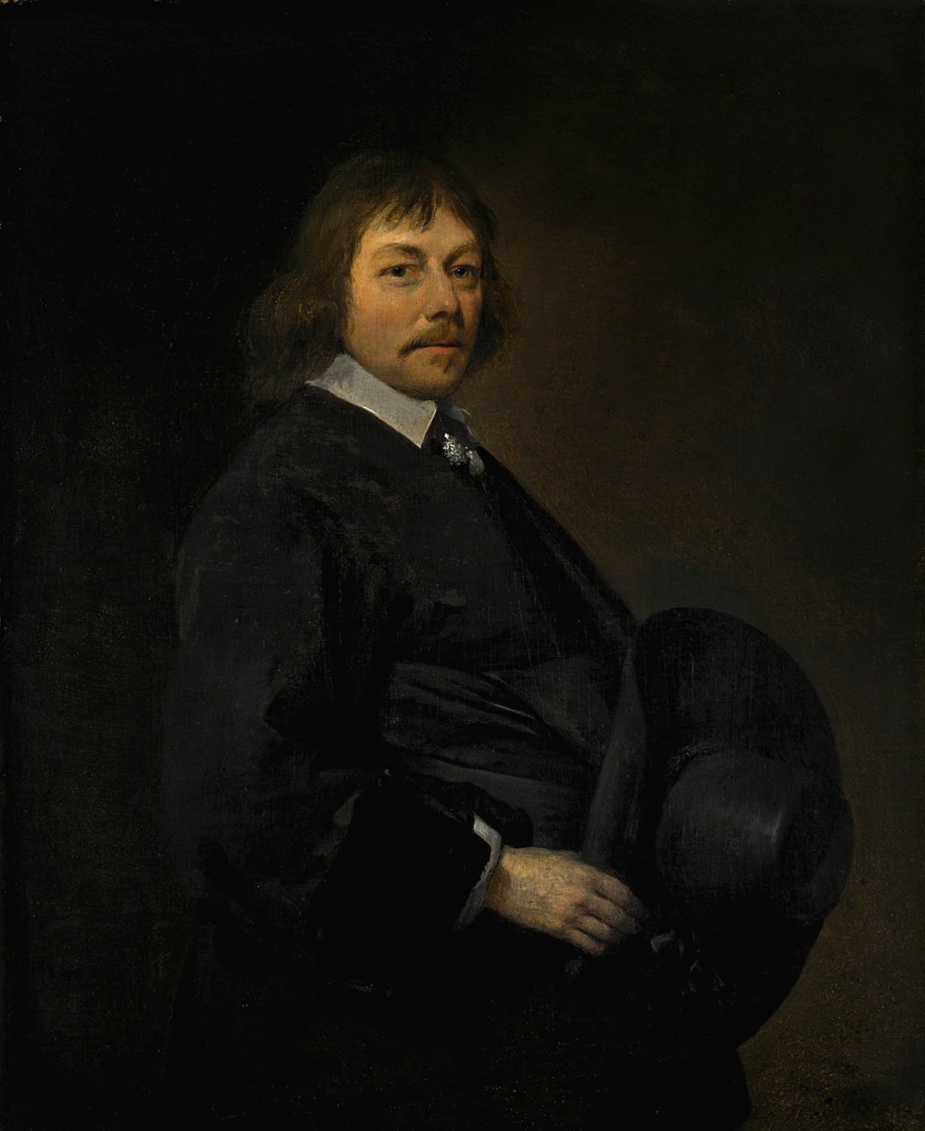 Portret van een man met zijn hoed door Gerard ter Borch