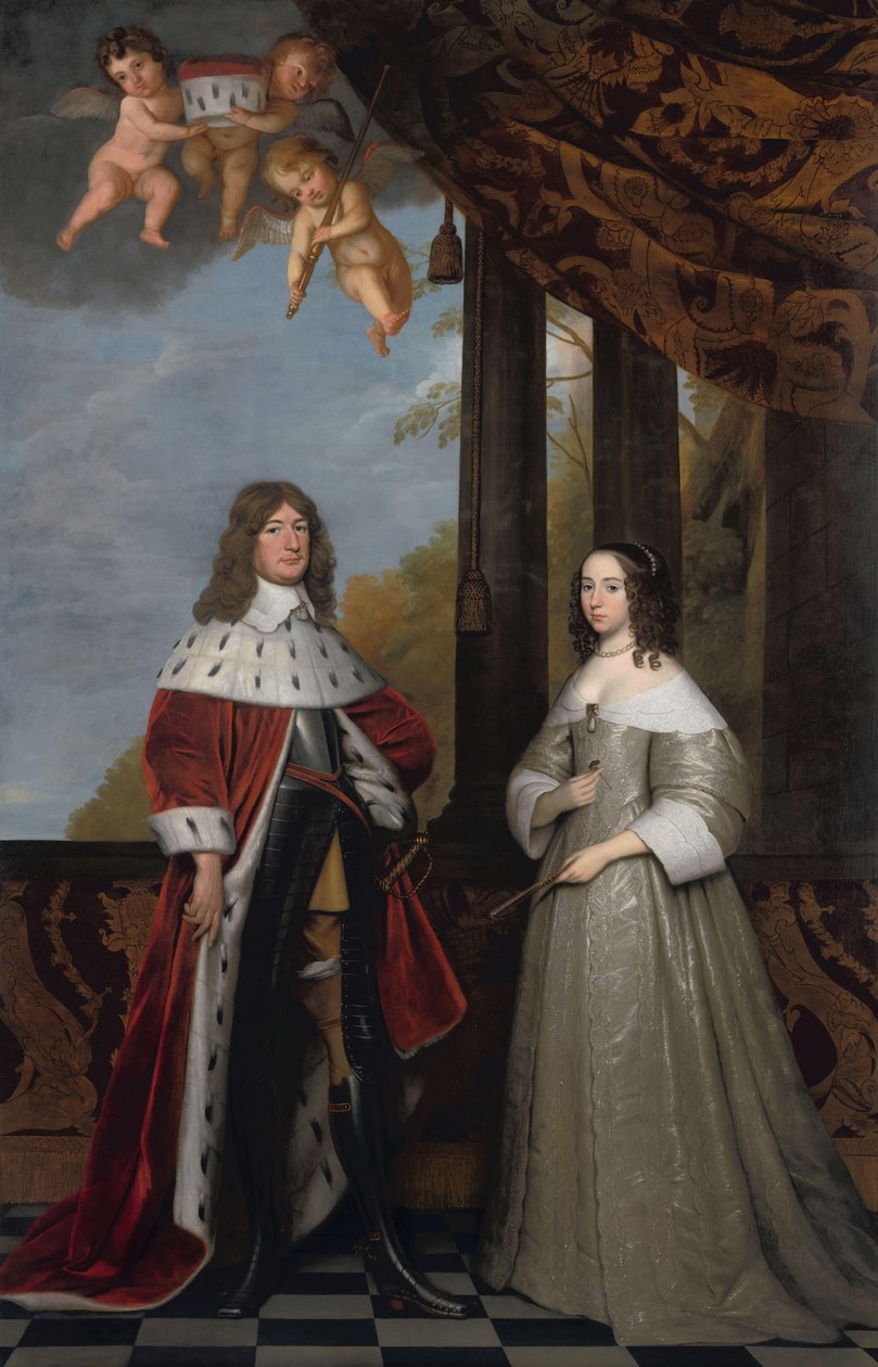 Portret van Friedrich Wilhelm (1620-88), Keurvorst van Brandenburg, en zijn Vrouw Louise Henriette (1627-67), Gravin van Oranje-Nassau door Gerard van Honthorst