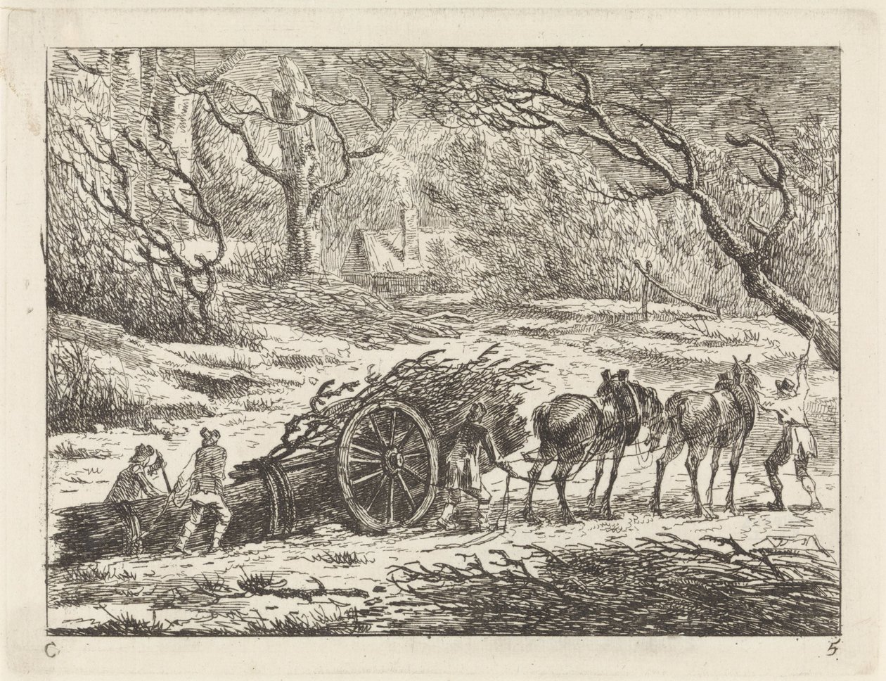 Landschap met een door twee paarden getrokken kar door Gerard van Nijmegen