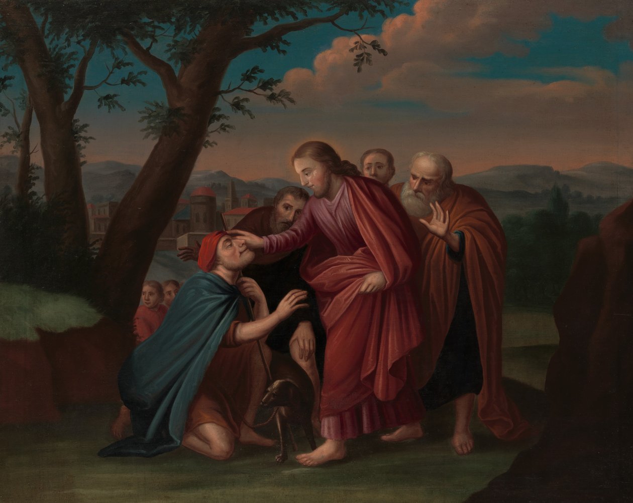 Christus geneest de blinde, ca. 1725-30 door Gerardus Duyckinck