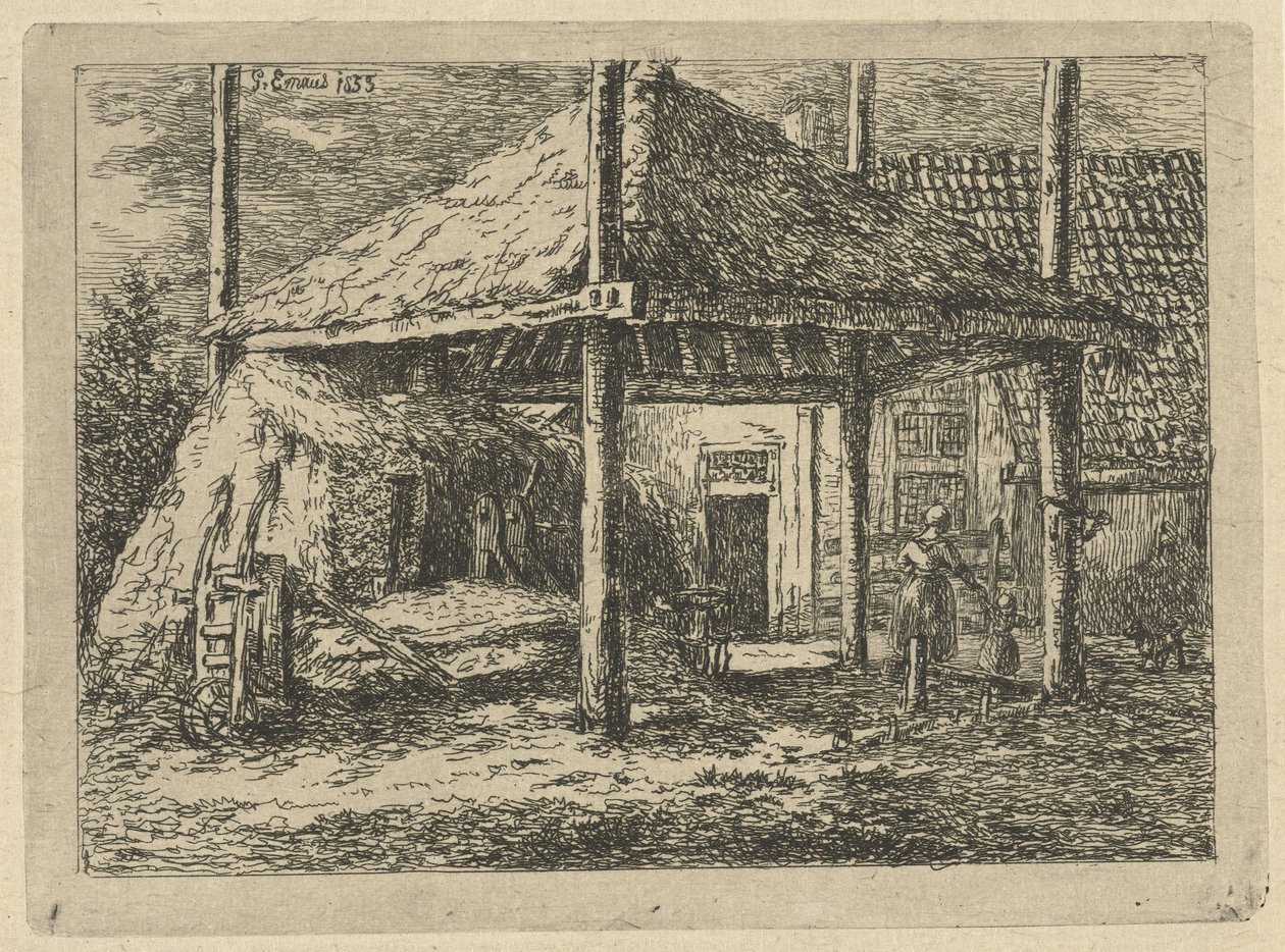 Hooiberg Dak van een hooischelf te Pernis door Gerardus Emaus de Micault