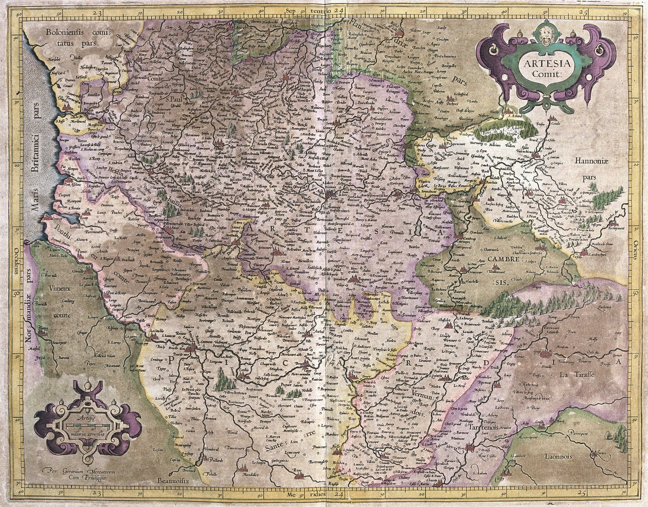 Artois, Frankrijk (gravure) door Gerardus Mercator