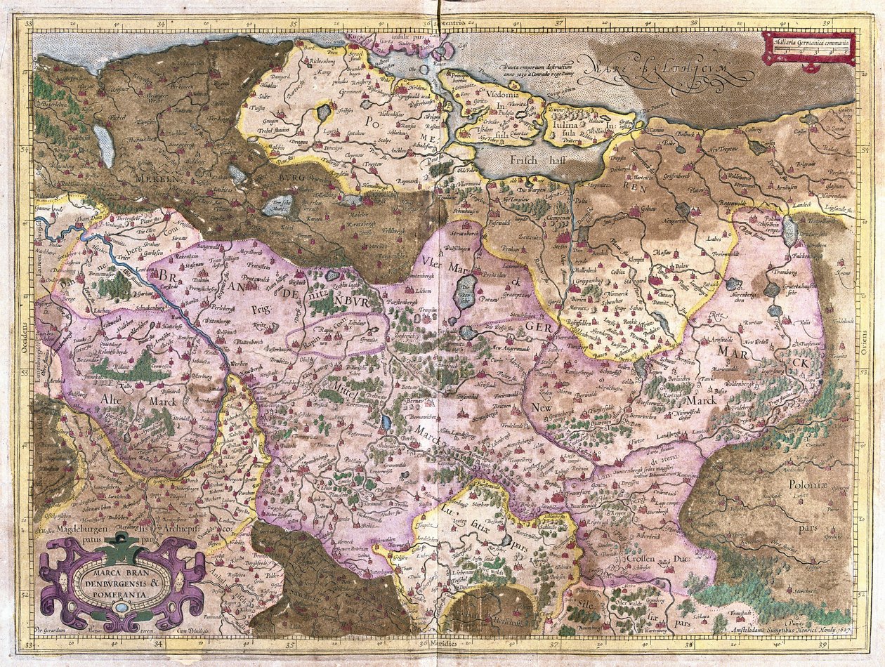 Brandenburg en Berlijn, Duitsland (gravure) door Gerardus Mercator