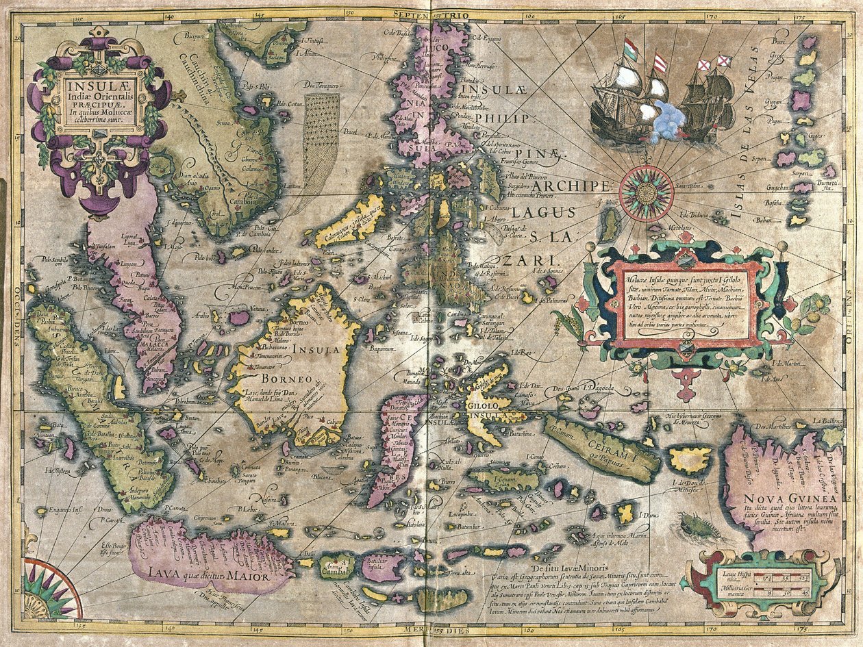 Oost-India met Borneo en de Filipijnen (gravure) door Gerardus Mercator