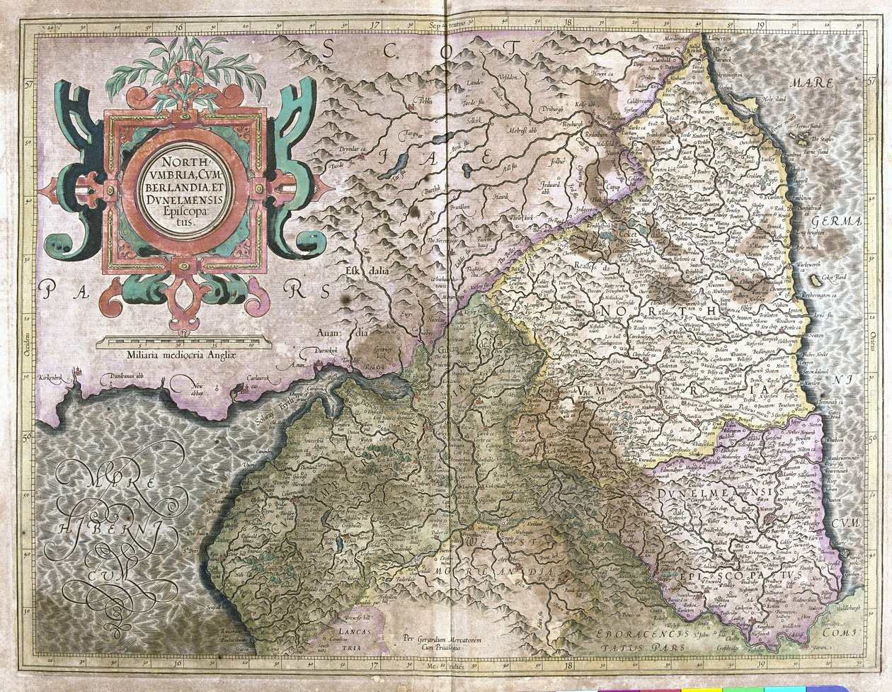 Engeland en Schotland (gravure) door Gerardus Mercator