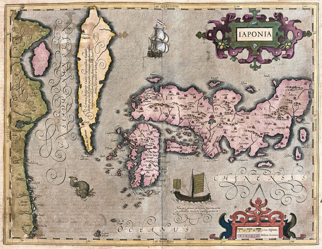 Japan (gravure) door Gerardus Mercator