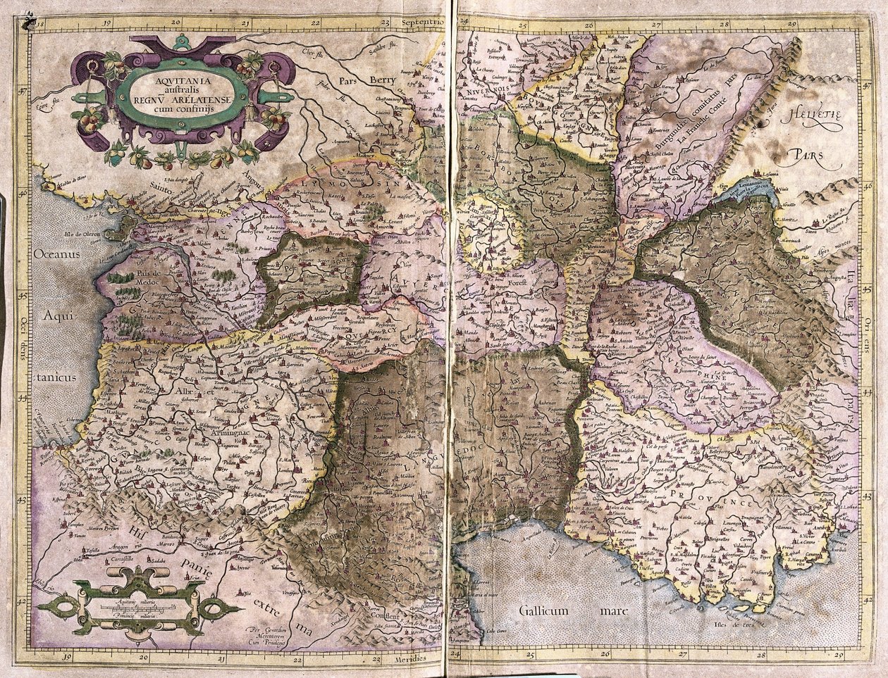 Limousin, Languedoc, Auvergne, Bourgondië en Provence, Zuid-Frankrijk door Gerardus Mercator