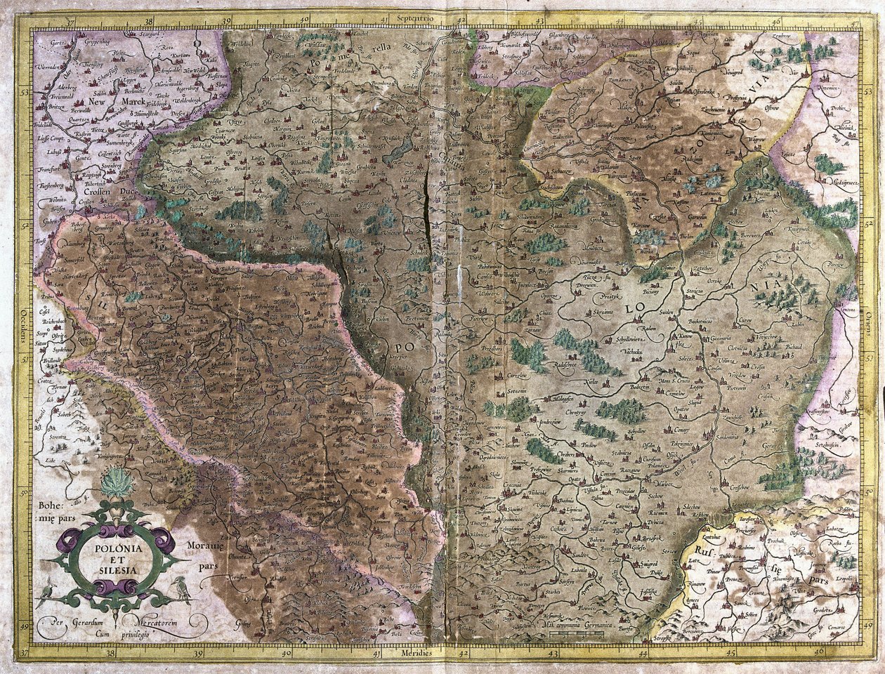 Polen (gravure) door Gerardus Mercator
