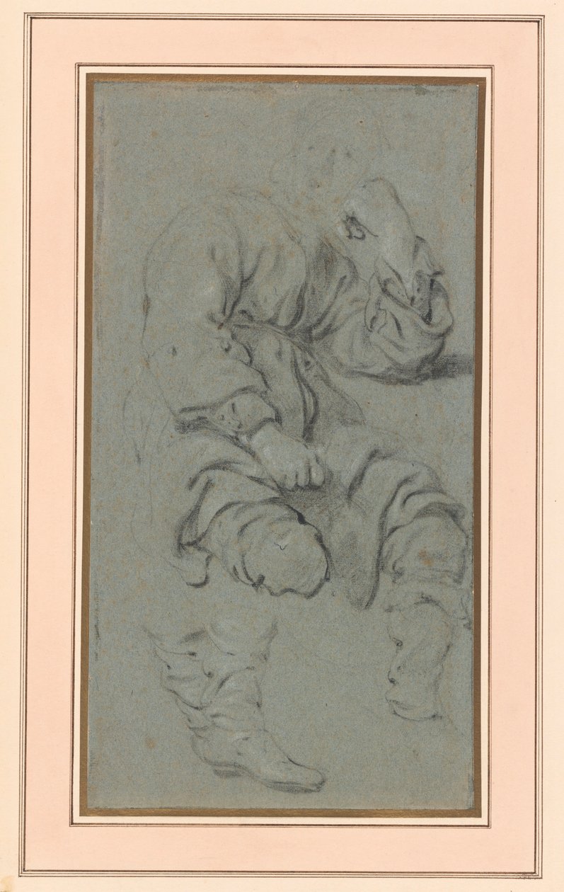 Studie van een Zittende Man, voor een figuur in het schilderij van de Profeet Elisa en de Sunamitische Vrouw op de Berg Karmel (Nationaal Museum, Warschau inv. M.Ob.551 MNW) door Gerbrand van den Eeckhout