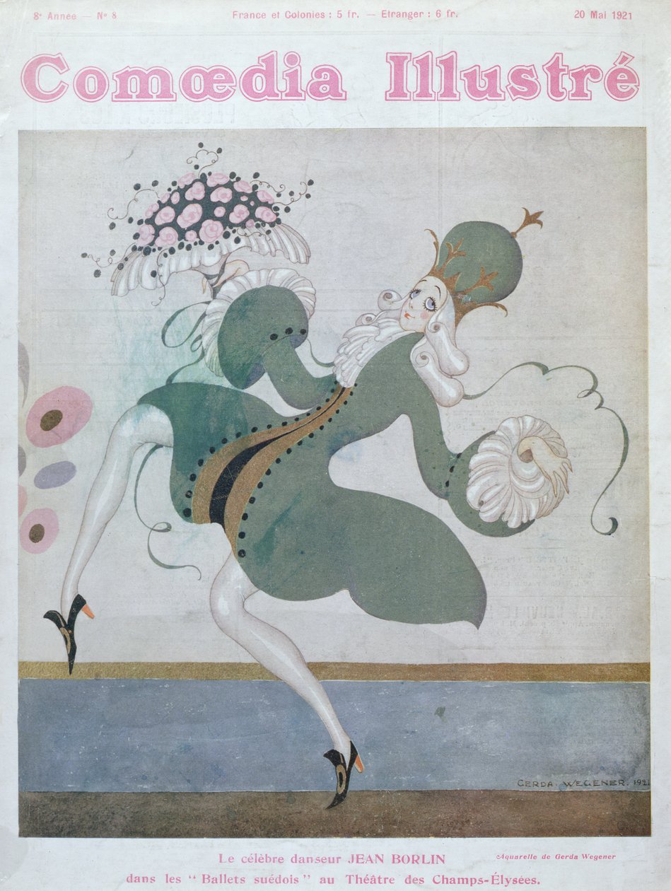 Jean Borlin (1893-1930) ster van het Koninklijk Zweeds Ballet, van de voorkant van 