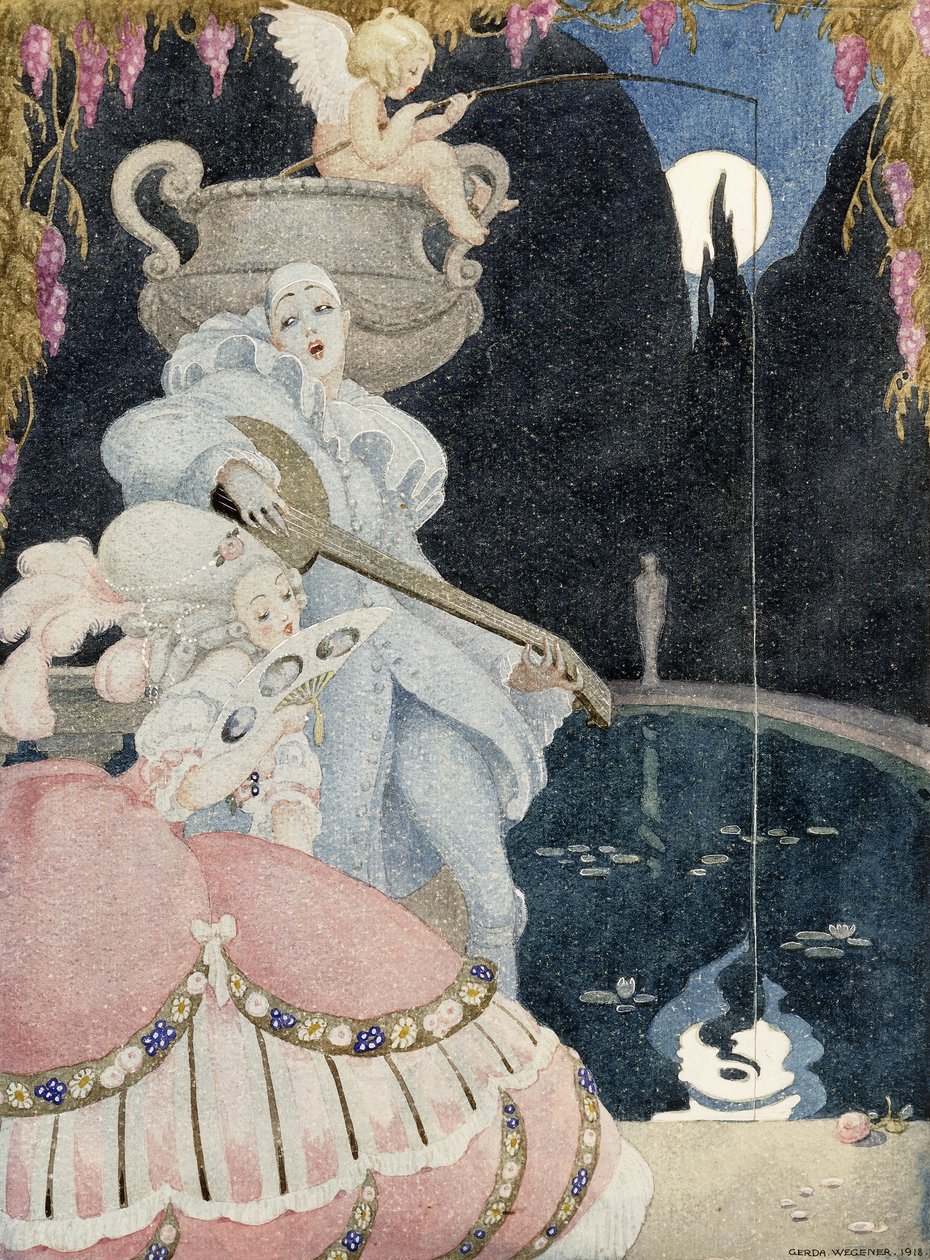 Elegante en Pierrot door Gerda Marie Frederike Wegener