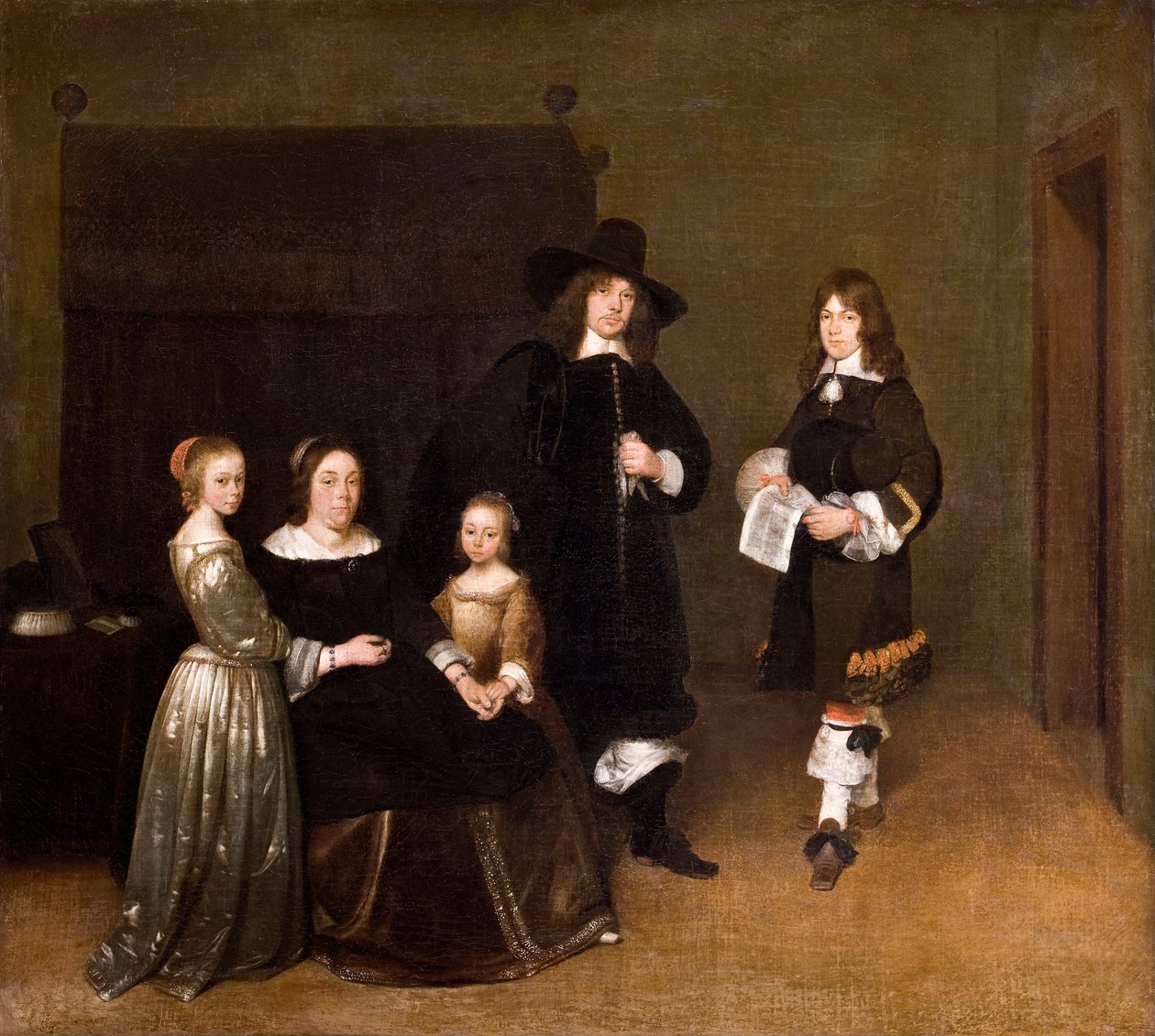 Portret van een familie door Gerhard ter Borch