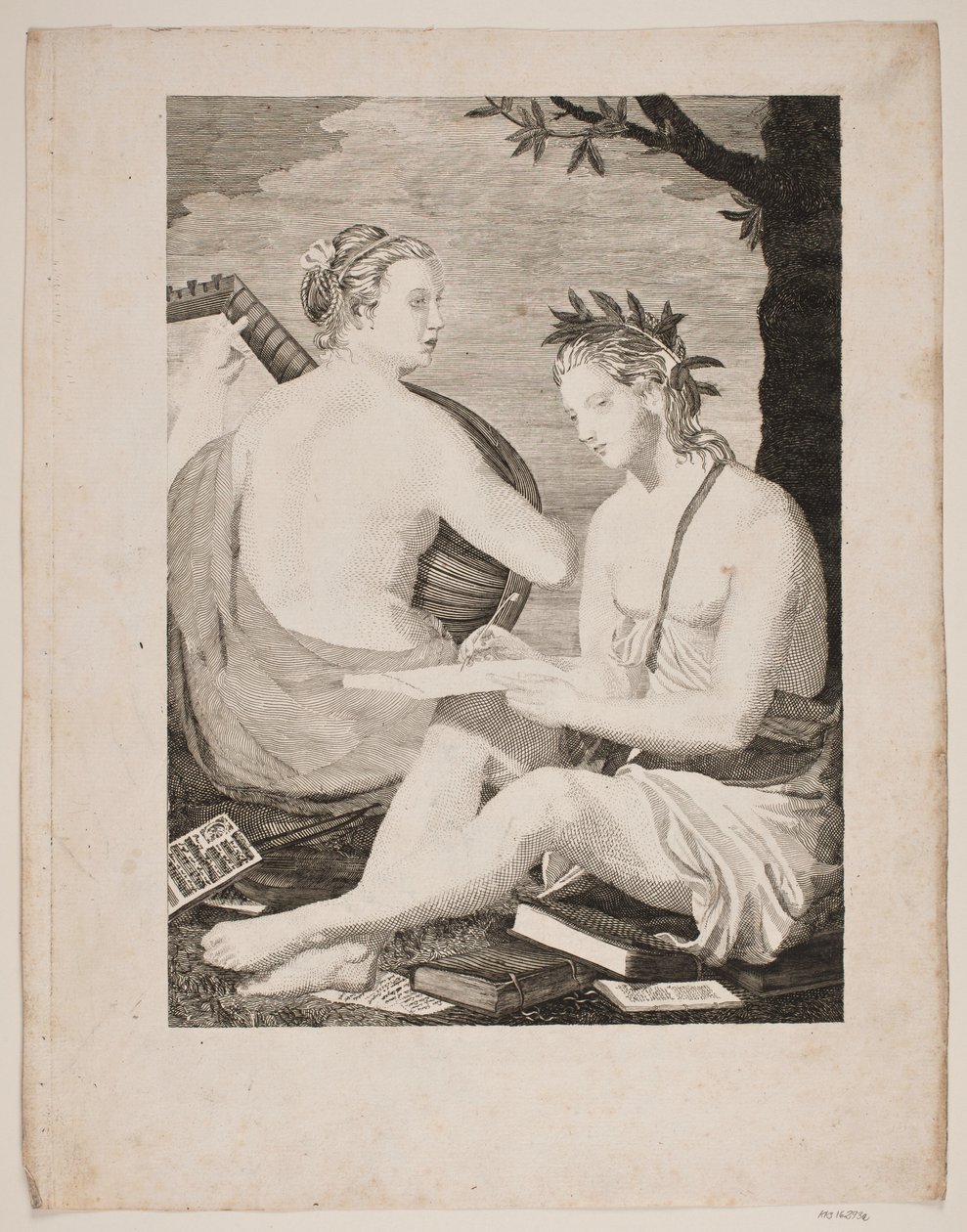 Terpsichore en Kalliope door Gerhard Ludvig Lahde
