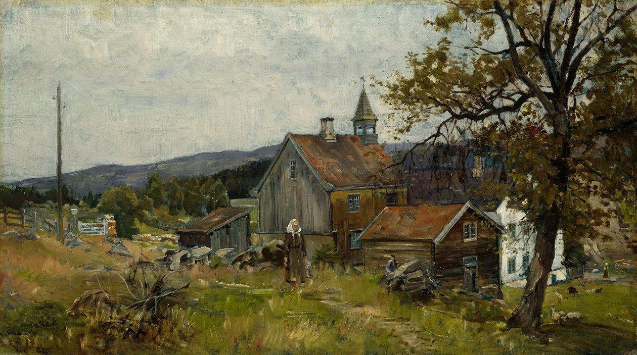 Boerderij, Vik bij Stange door Gerhard Munthe