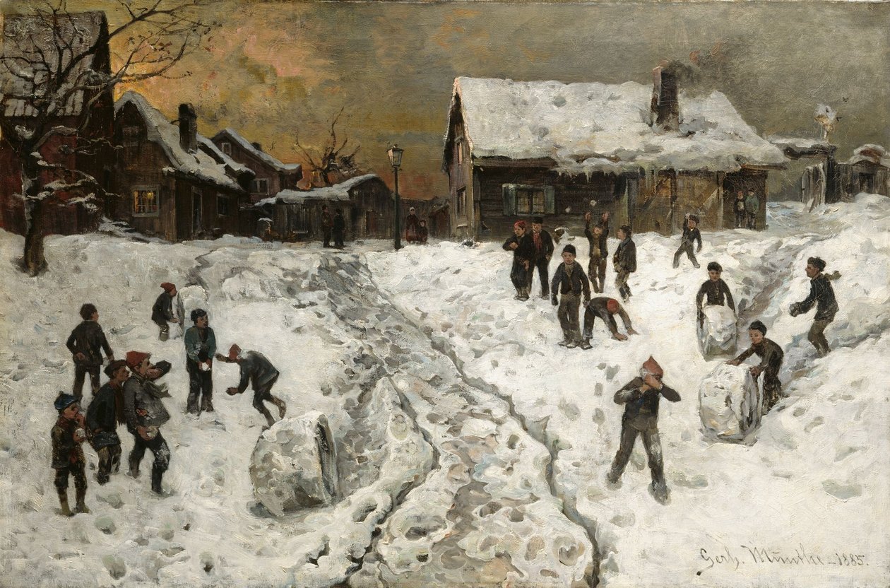 Sneeuwballen gooien door Gerhard Munthe