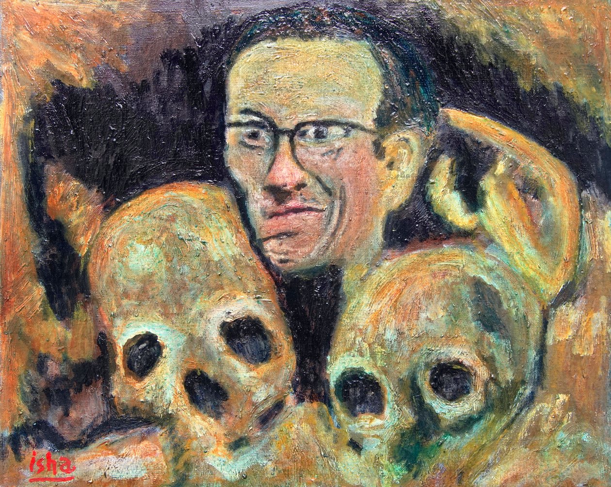 Crumb Skulls (hommage aan R.Crumb), 2019 (olieverf op doek) door Gerhardt Isringhaus